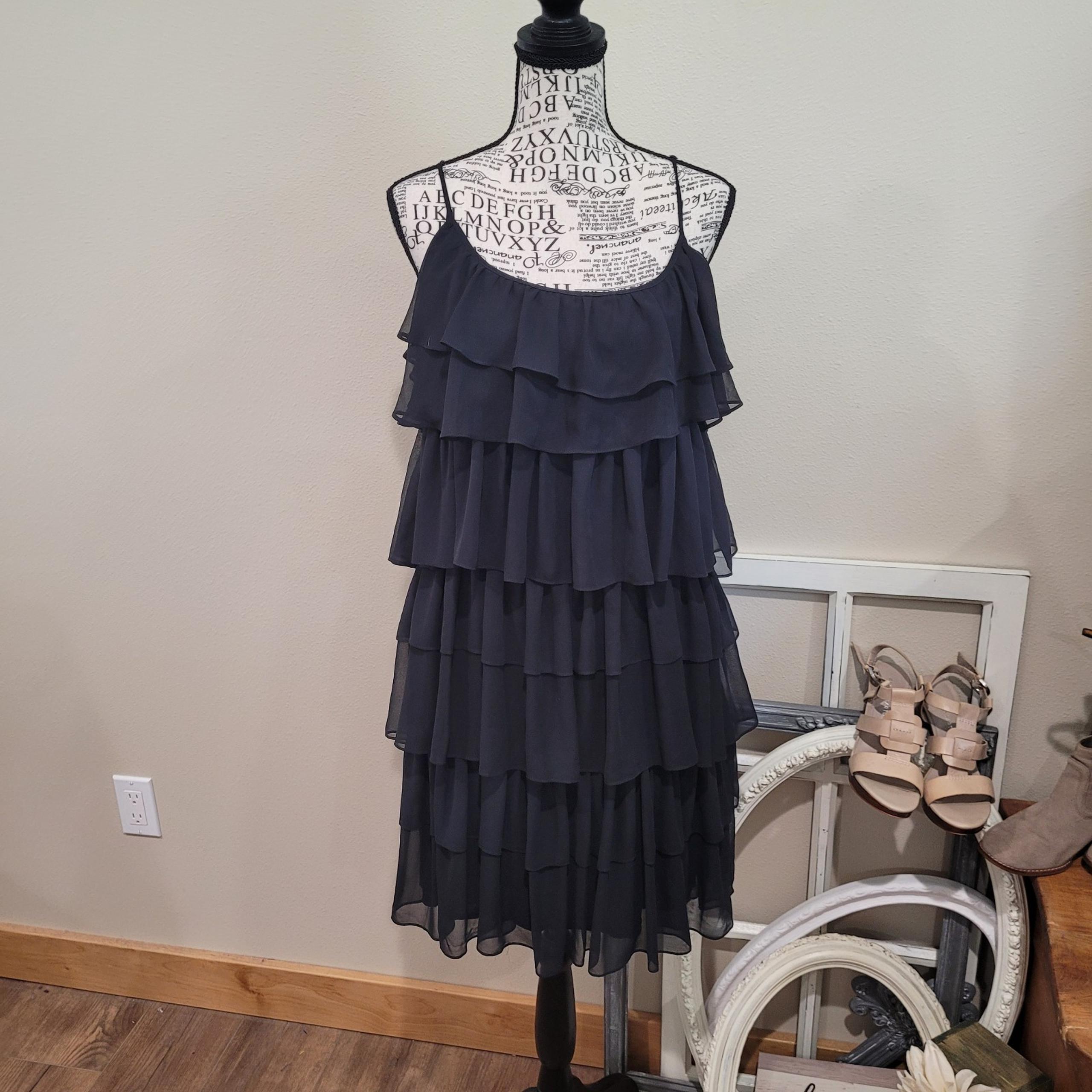 The Limited Womens SZ Med. LBD multi tiered ruffled flowy chiffon flapper like