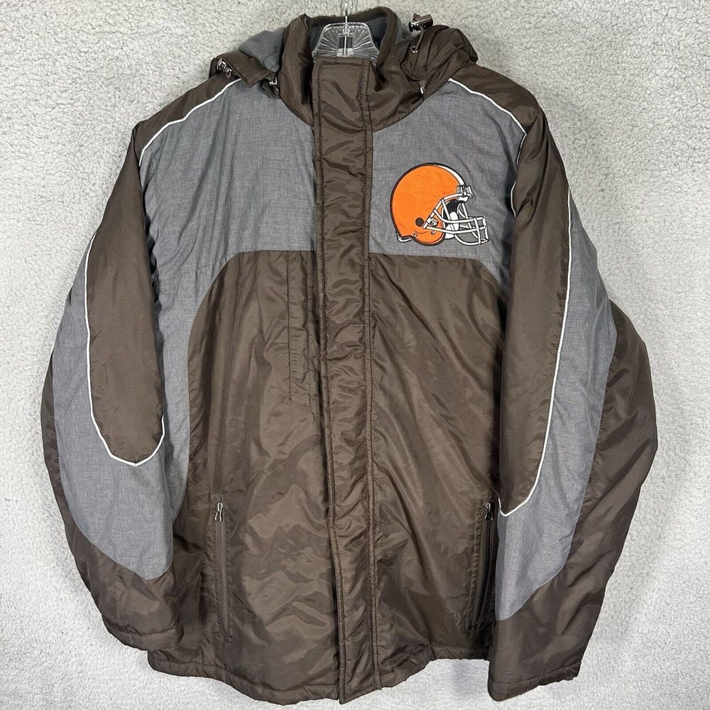 Cleveland Browns Jacket Mens Large Brown 3 In 1 NFL G-III Full Zip Hooded