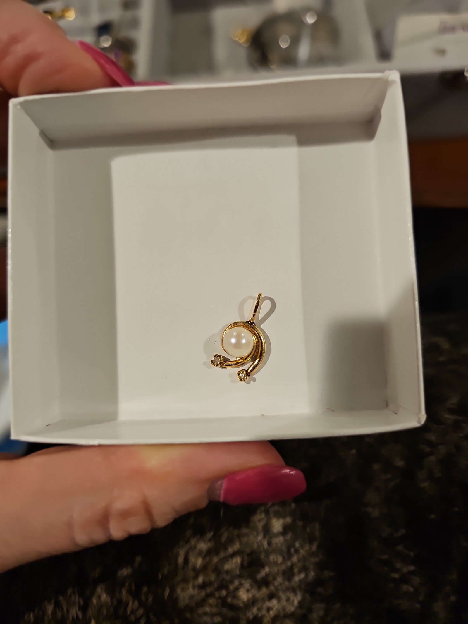14k Pearl and Diamond pendant