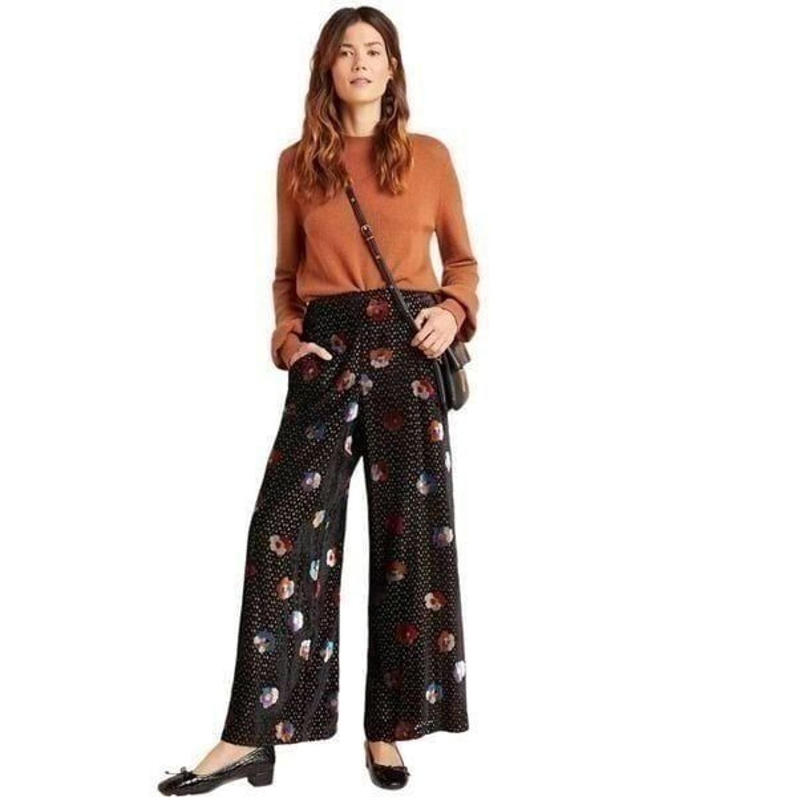 Anthropologie Eva Franco pasquette velvet floral wide leg pants 0