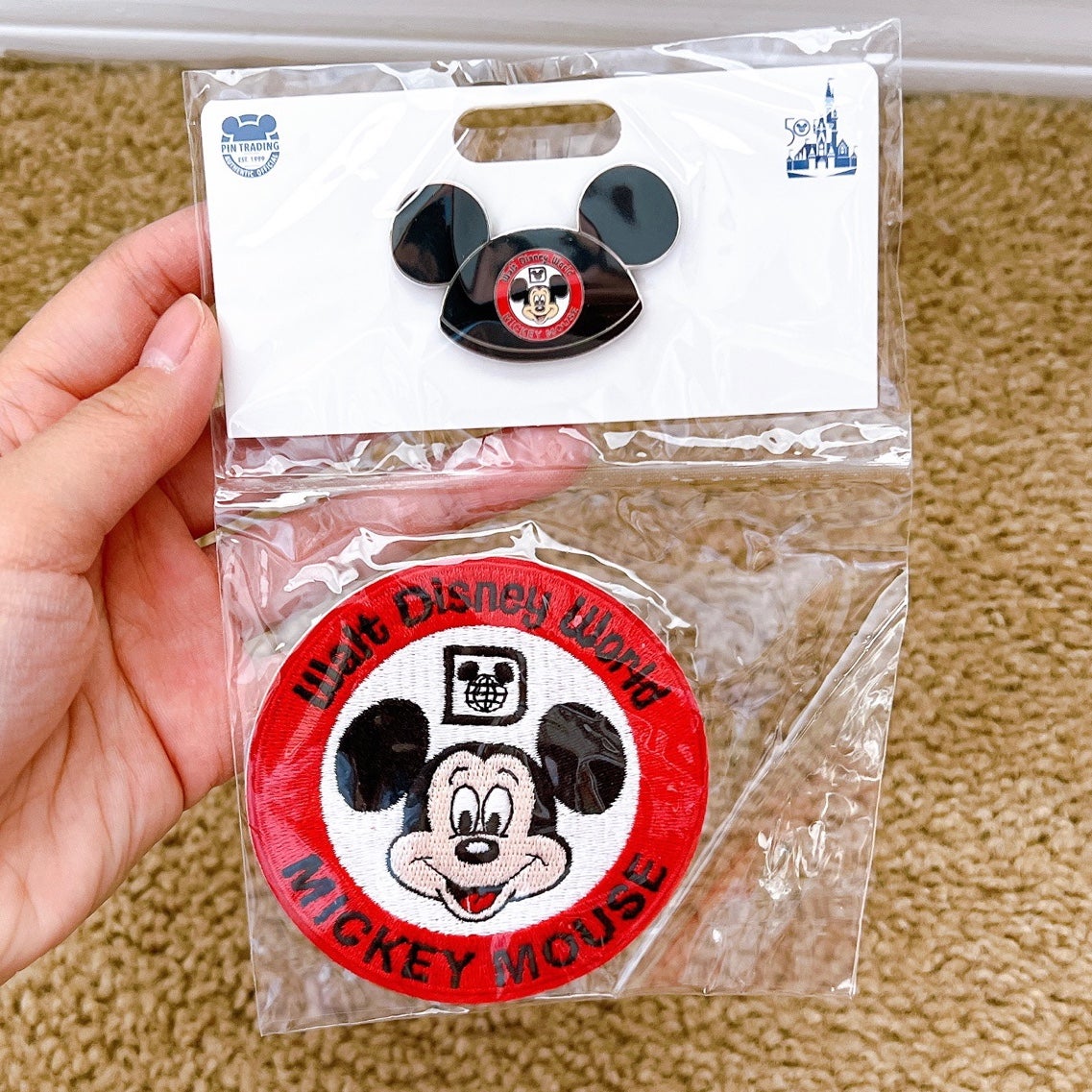 Disney world 50th anniversary vault collection Mickey patch and pin set
