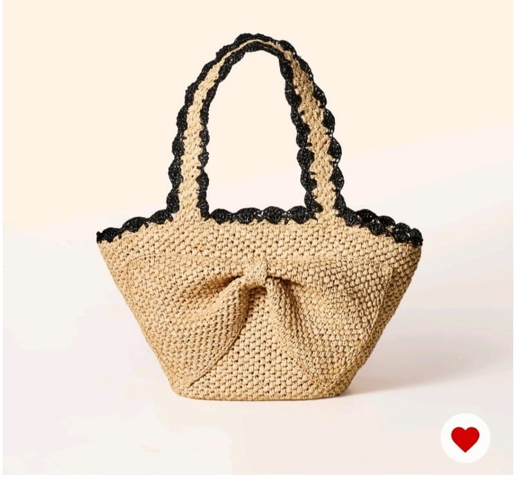 Kate Spade x Target Natural Raffia Bow Tote Bag Purse Woven Straw NWT