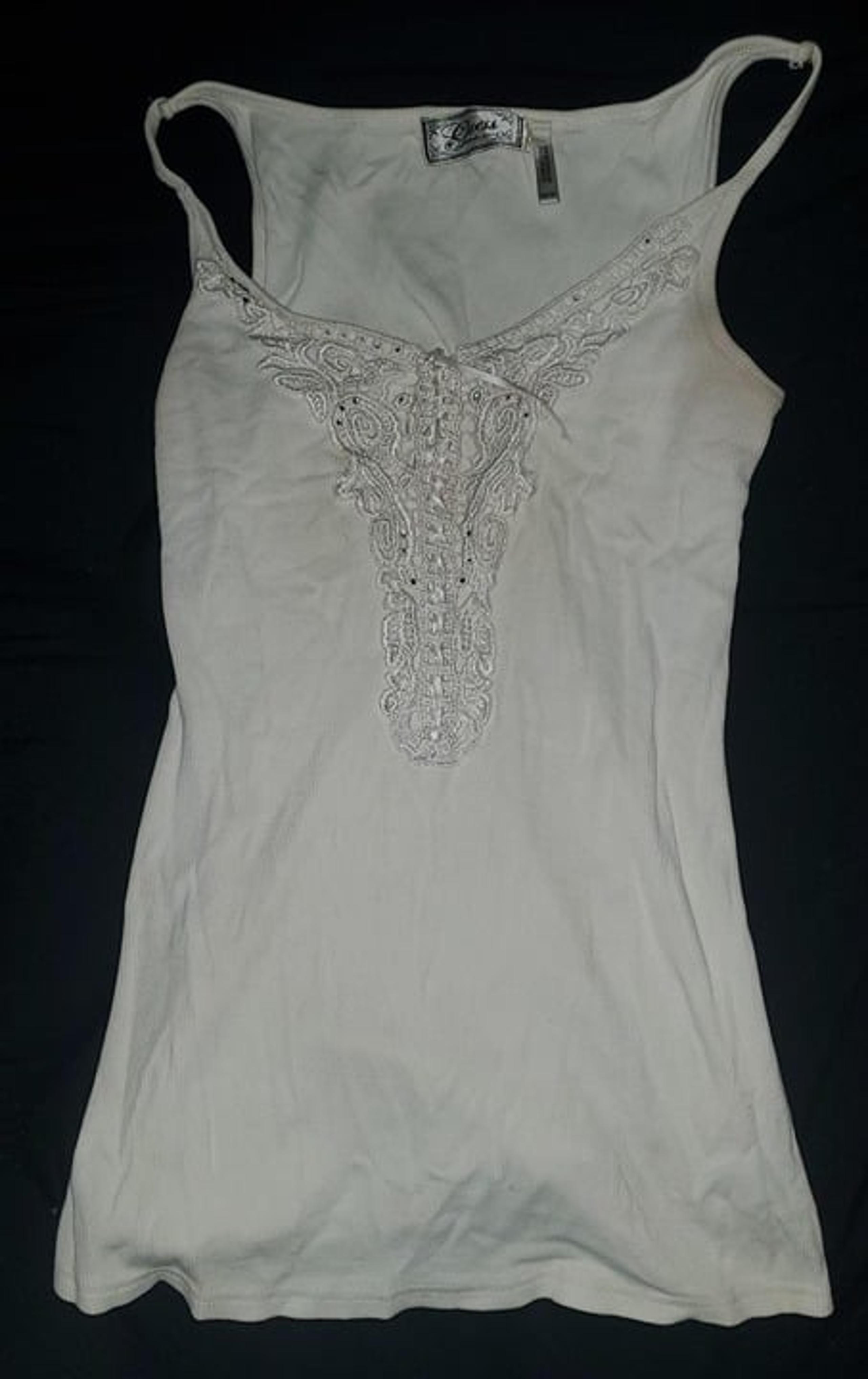 Y2K vintage GUESS Lace Trim Spaghetti Strap Tank Top Size XS - Women's