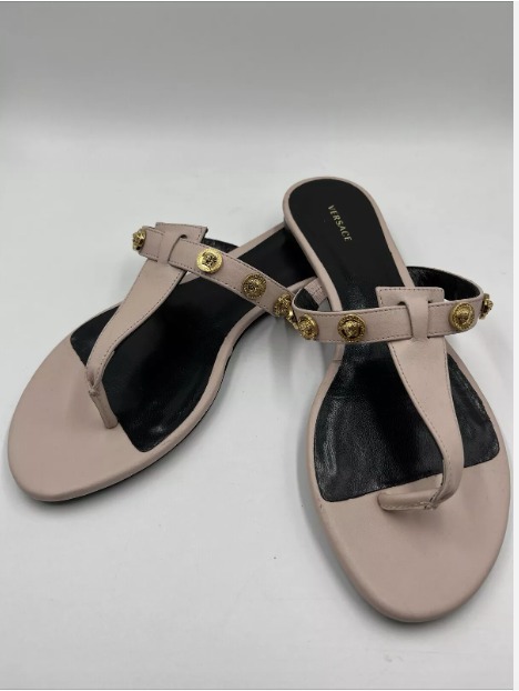 Versace Medusa Beige Sandals Size 37 Floor Sample No Box