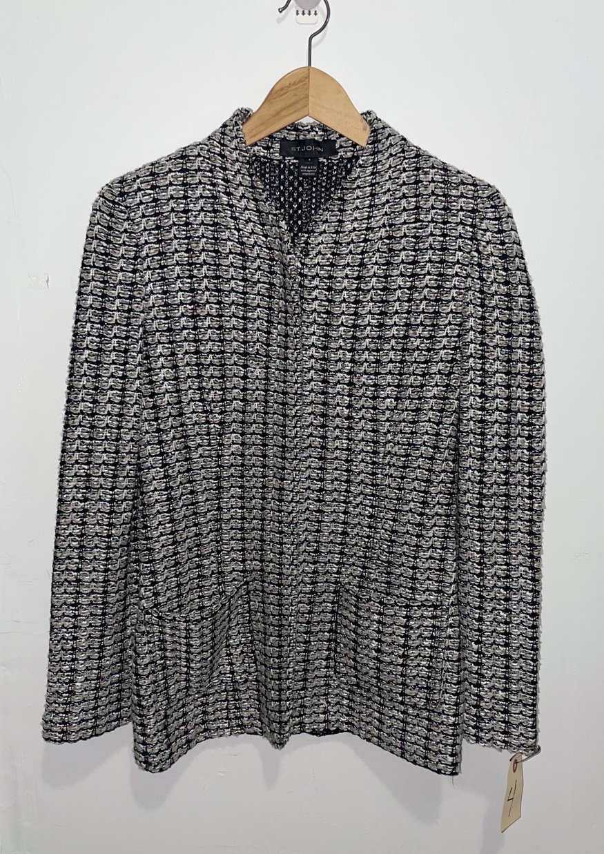 St. John - Open front Mock neck / Tweed Blazer Jacket Womens size 4 / NWOT