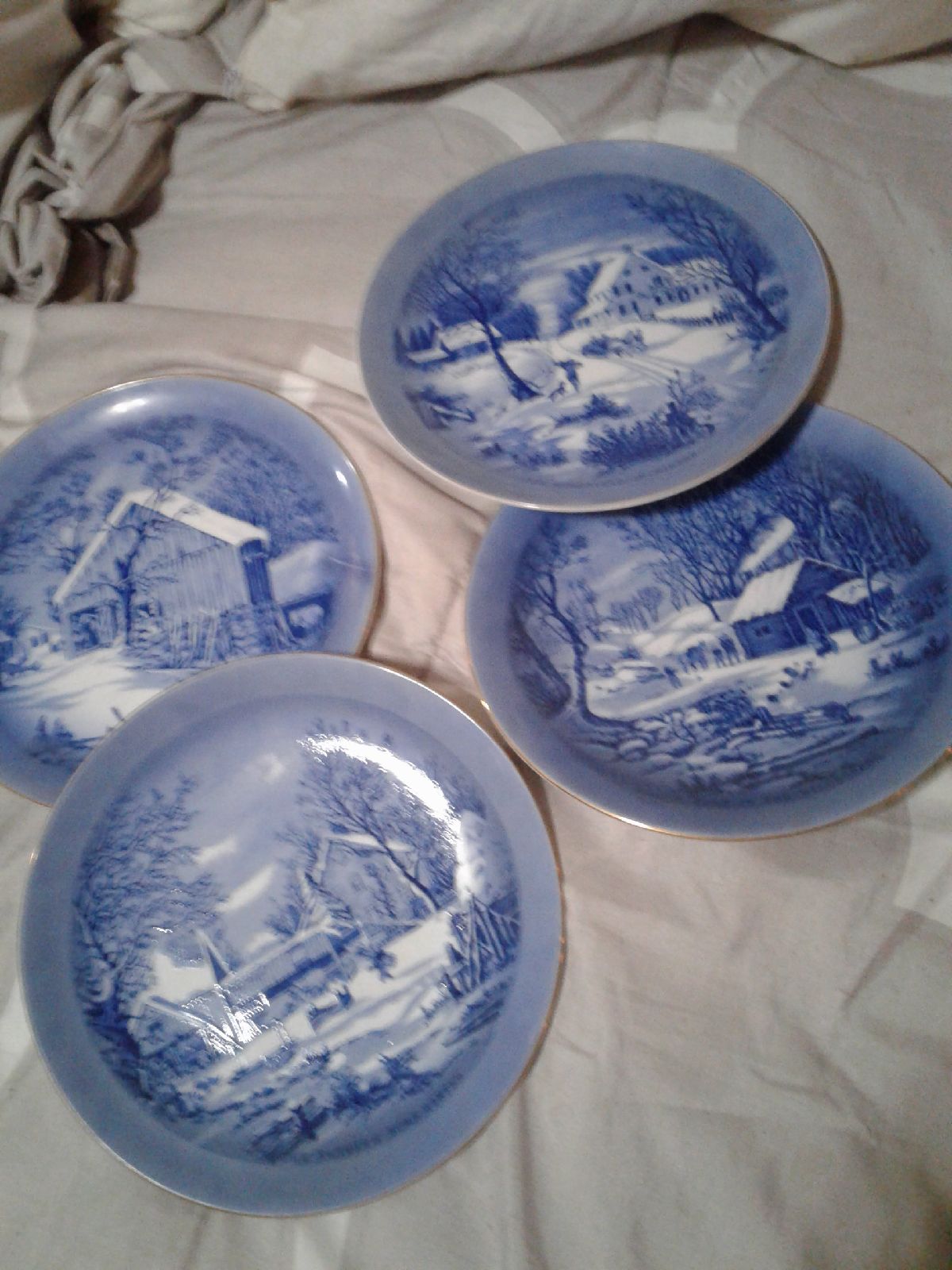 Currier and Ives Set f 4 winter homestea