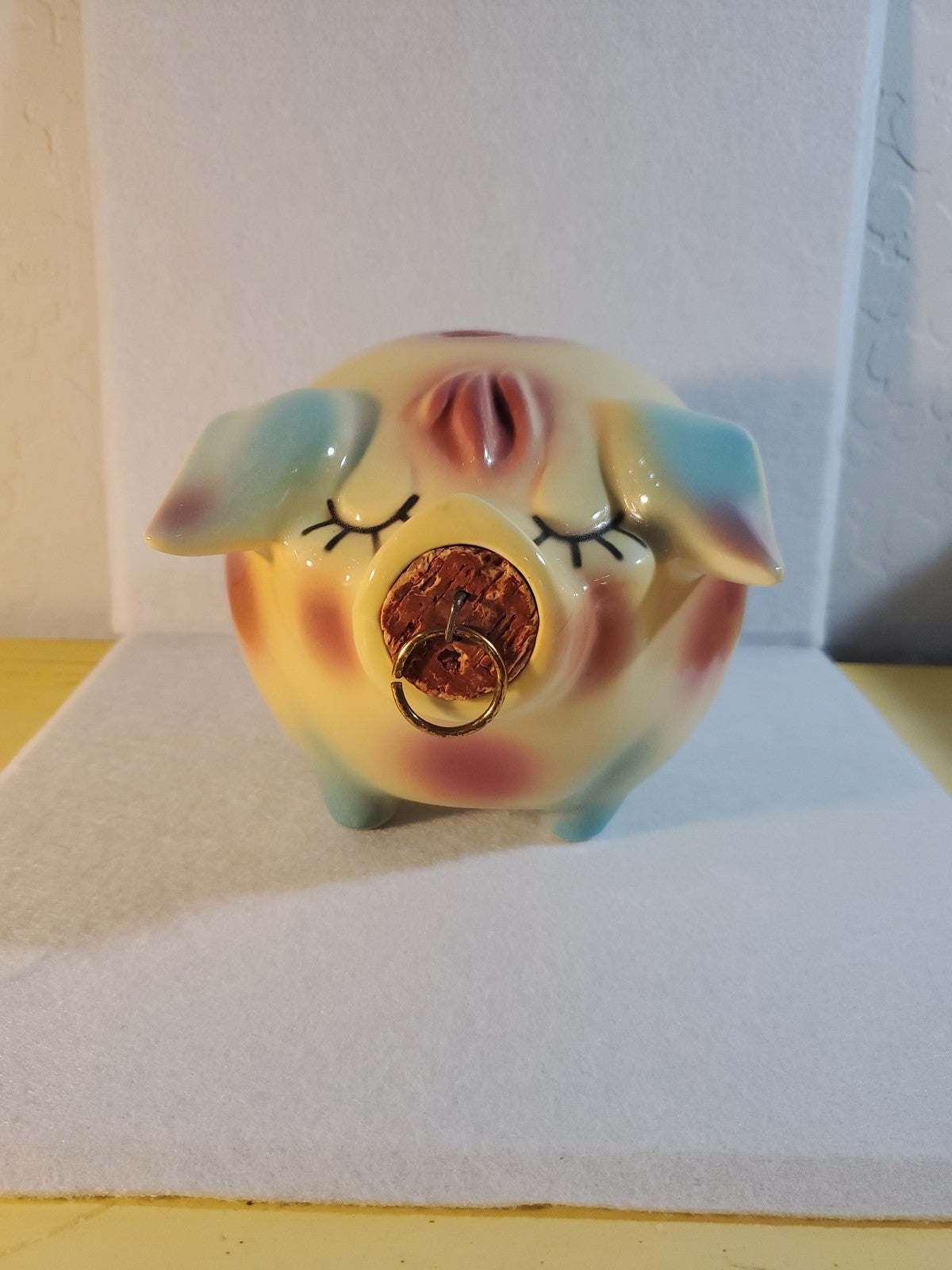 Vintage Corky Pig 1957 Ceramic Piggy BANK Hull Pottery w/cork HP Co. USA ~ RARE