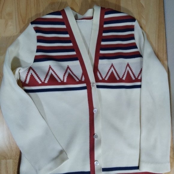 Vintage Geometric Color Block Knit Cardigan Sweater