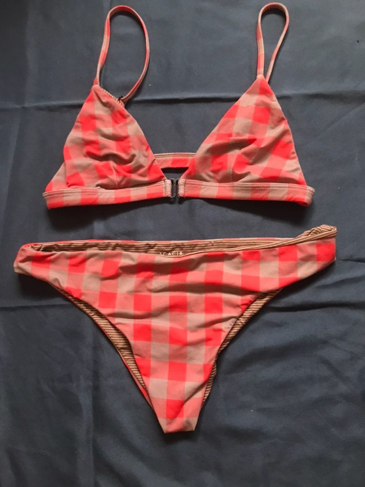 acacia swimwear red check set!