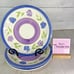 Gibson Mix n Match BELLA Blue Lavender Flower Band Stoneware Dinner Plates Set 3