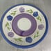 Gibson Mix n Match BELLA Blue Lavender Flower Band Stoneware Dinner Plates Set 3