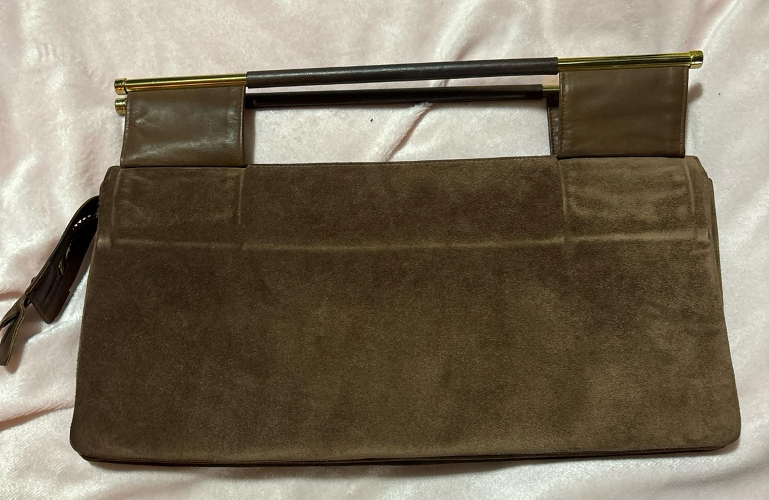 Susan Gail Vintage 70’s Brown Leather Suede Envelope Clutch Handbag