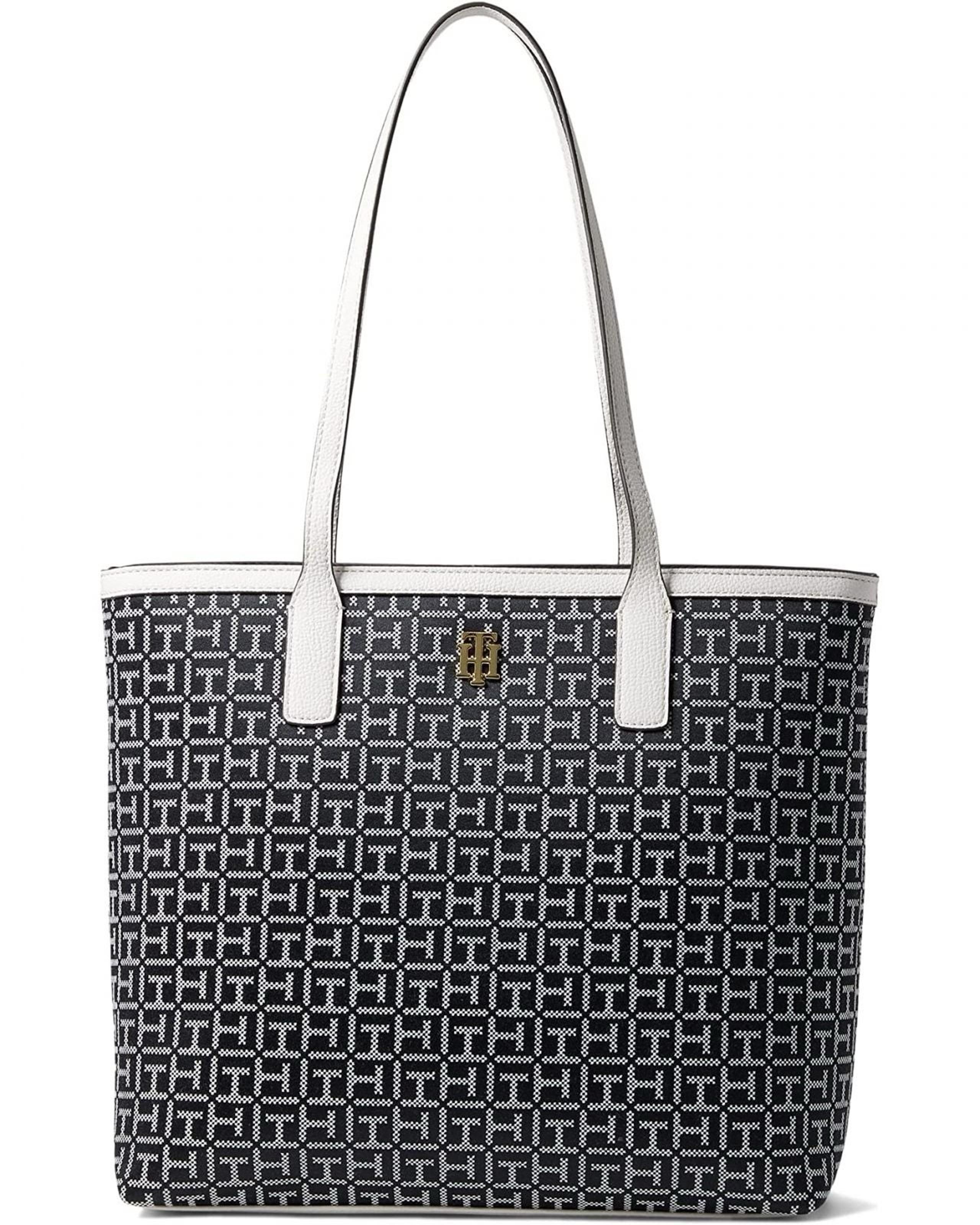 Tommy Hilfiger Liv II Tote Square Monogram Jacquard Black/White