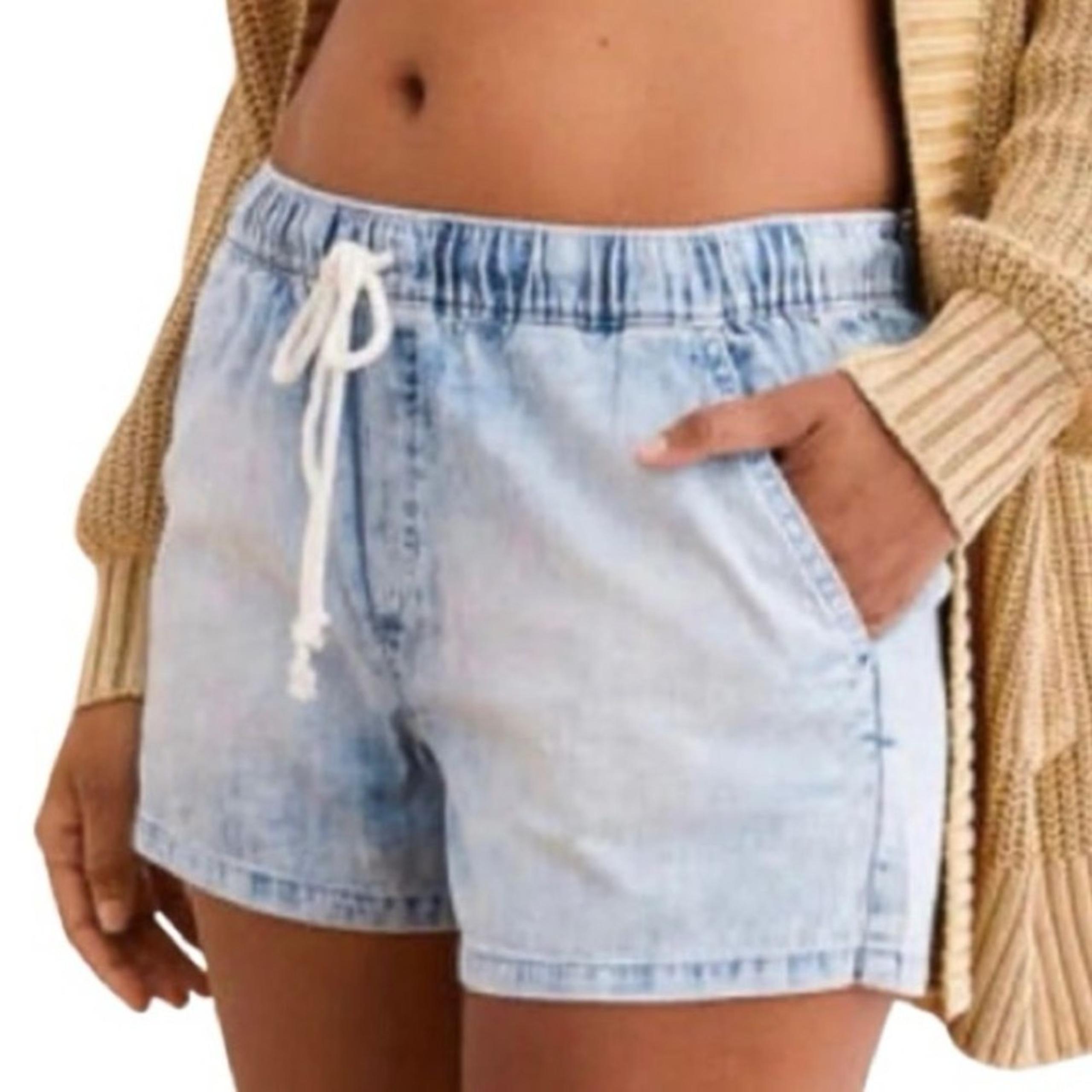 Aerie Light Wash Chambray Pull-on Casual Shorts Womens Size XS