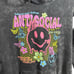 NWT Faded Rose Oversized Graphic Smiley Colorful Hoodie in Charcoal/Multi Size S
