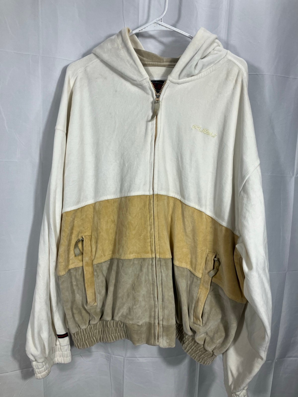Vintage Fubu velour hooded track jacket men’s sz Large
