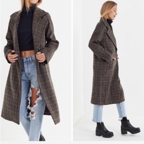 NWT #48 Avec Les Filles Plaid Wool Coat Small