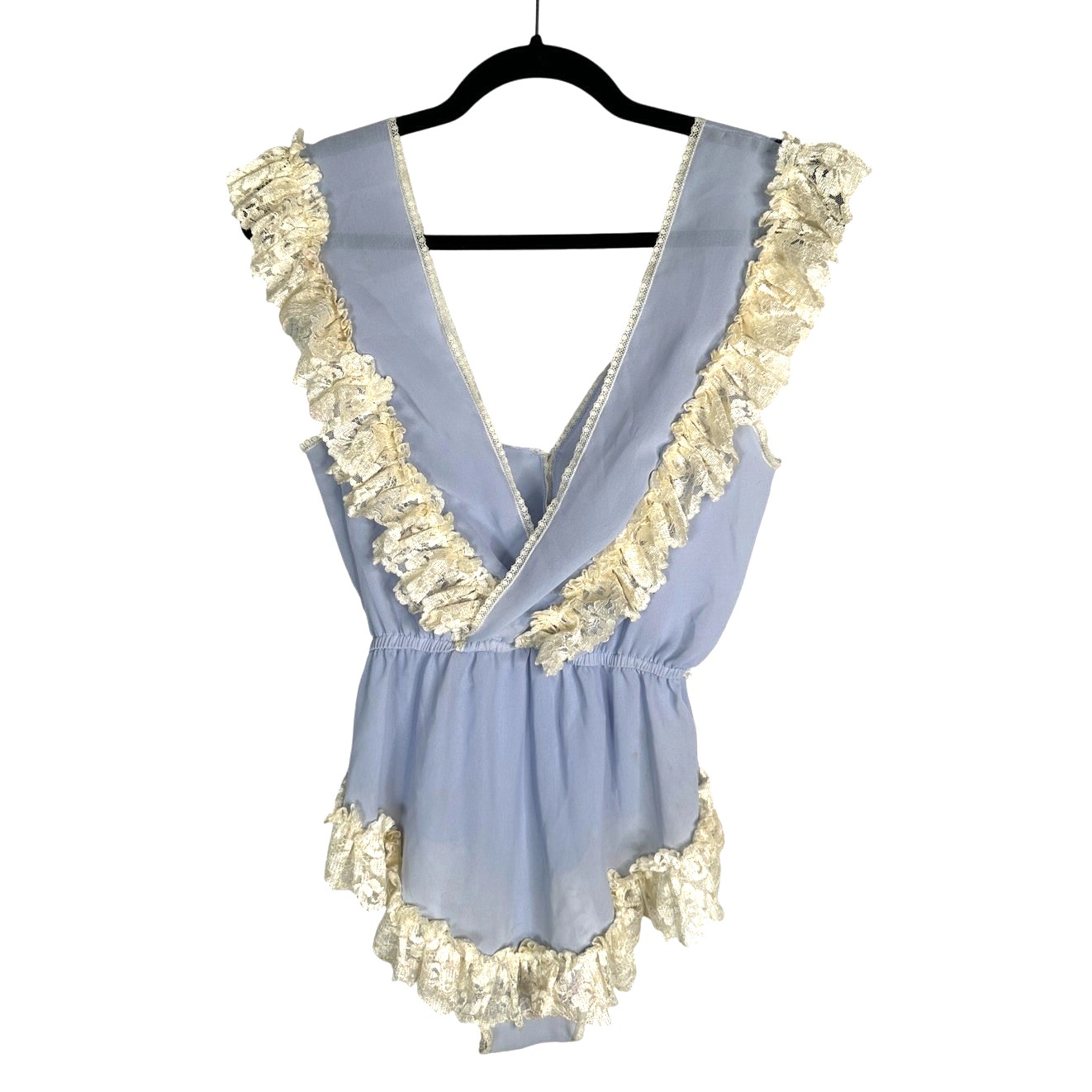 Vintage Flora Nikrooz S Lace One Piece Teddy Boudoir Pin Up Sexy Periwinkle Blue