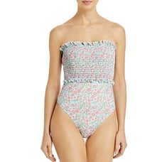 Solid & Striped 178 Women's Vera Floral Smocked One Piece Swimsuit Size S