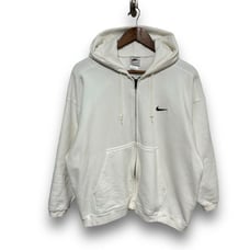 Vintage 90s Nike Women's Full Zip Jacket Hoodie White Size Small 23 x 25