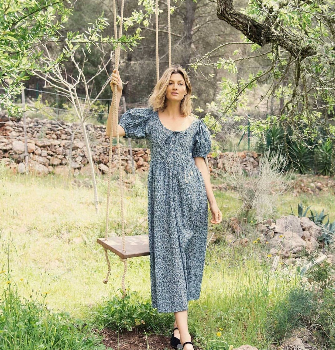 Dôen Monceau Dress Delores Ditsy Floral Blue Liberty L