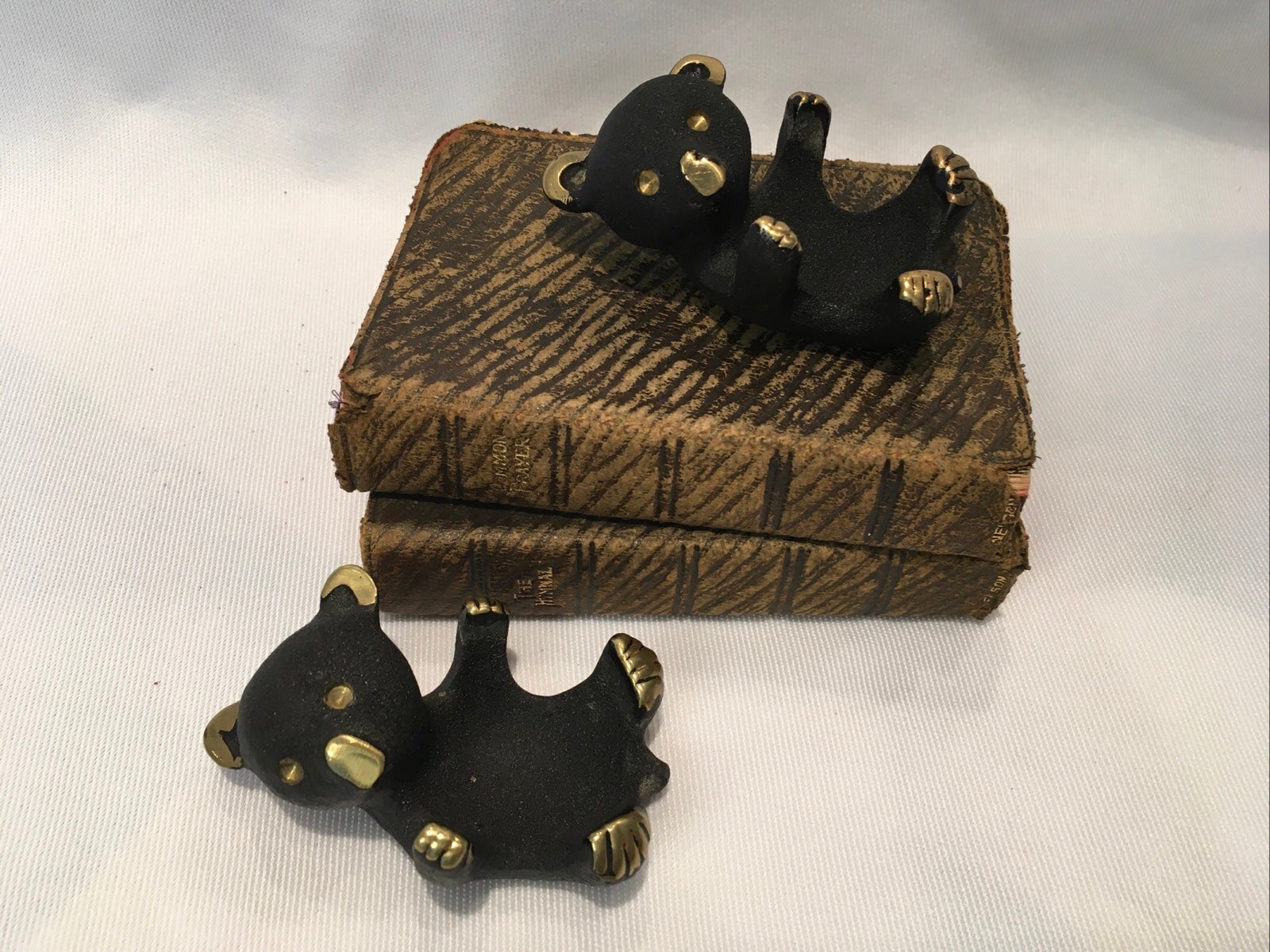 Vintage Paris Art Koala Bear Brass Figurines Pair paperweight Ring holder