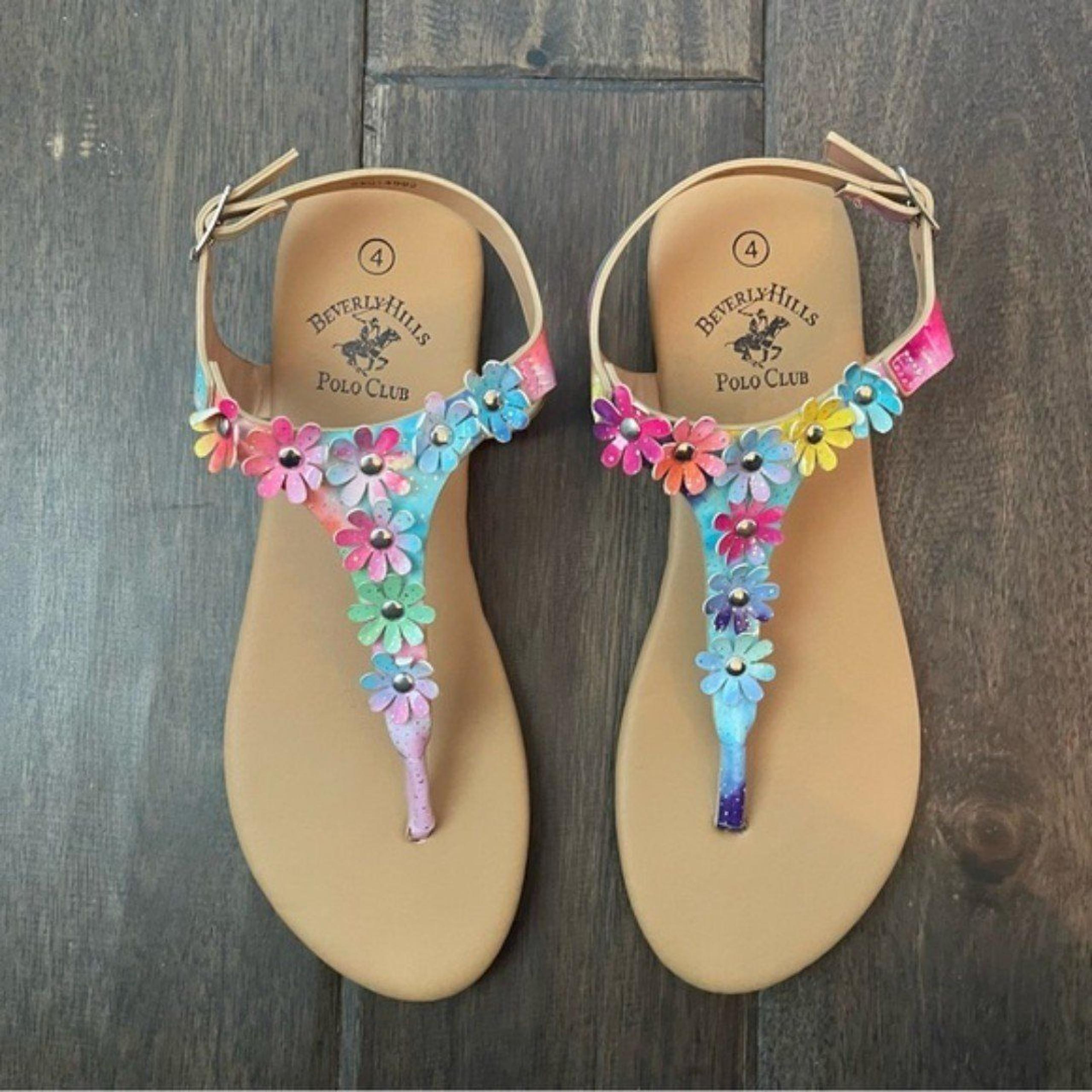 Beverly Hills Polo Club Floral Colorful Sandals Girls 4