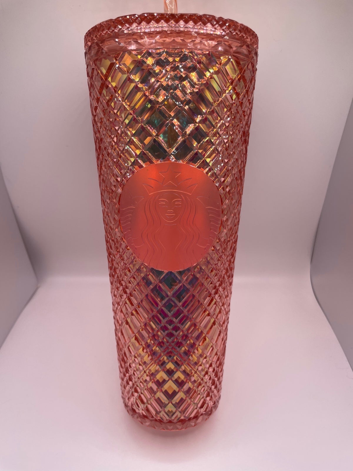 Starbucks 24oz Iced Peach Colored Textured Tumbler