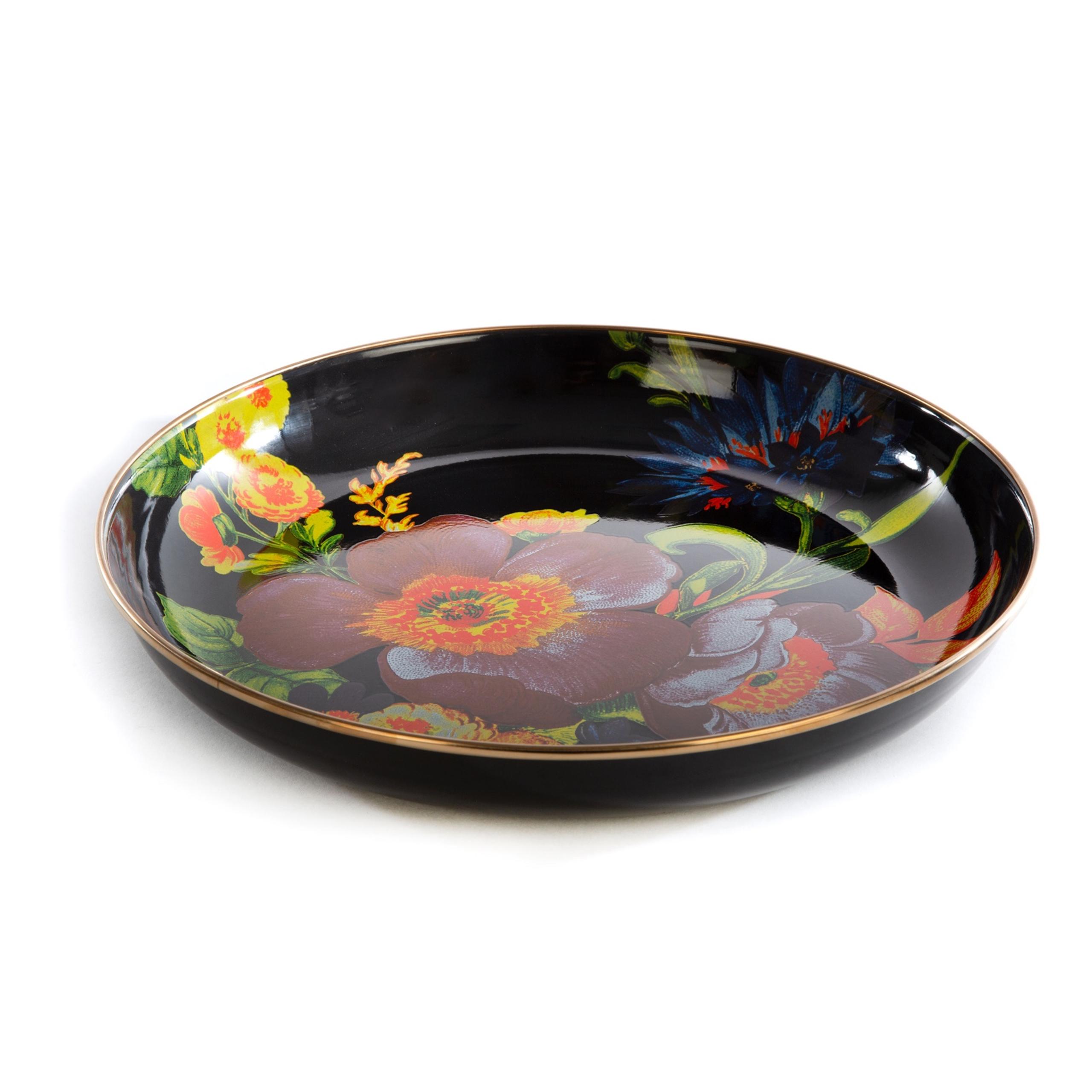 Mackenzie-Childs Black Flower Market Abundant Bowl