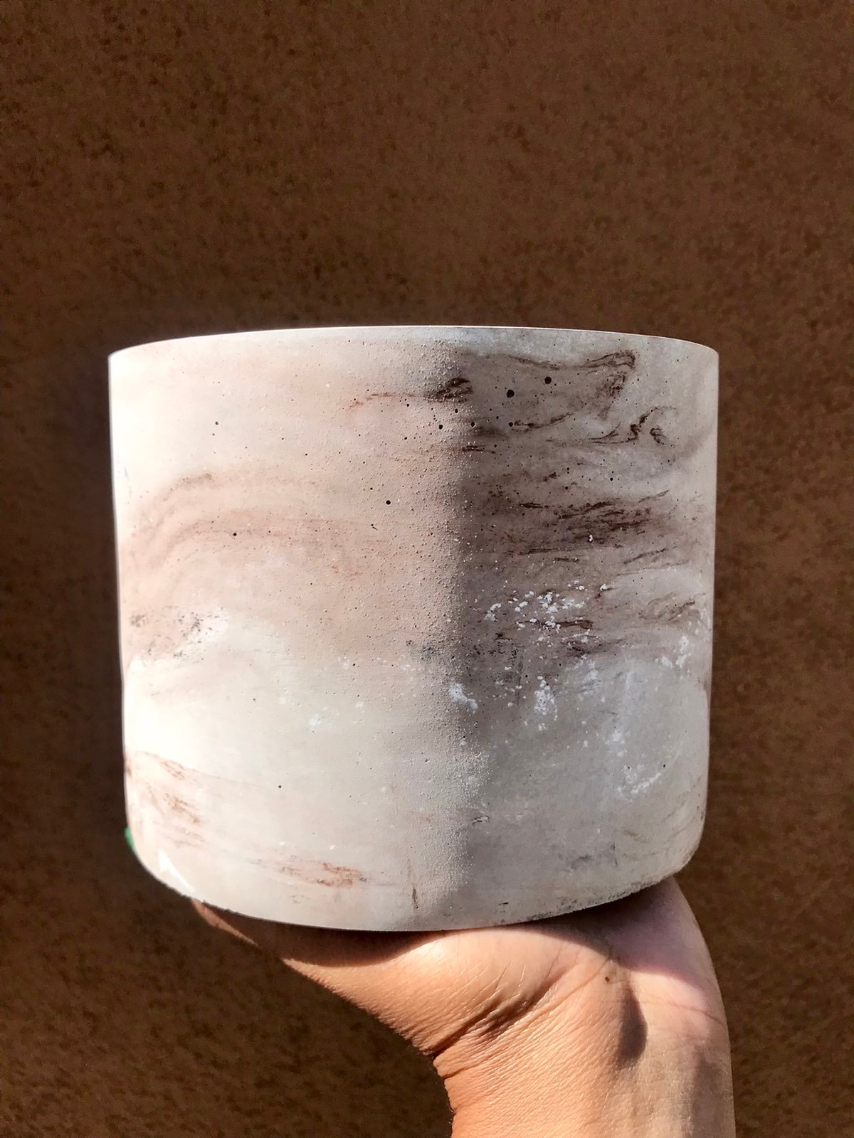 Handmade Custom Mocha Marble 6 Inch Houseplant Planter Plant Pot