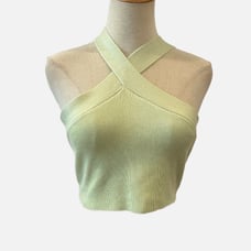 House of Harlow 1960 Light Green Ribbed Halter Top Knit Crop NEW Small NWT