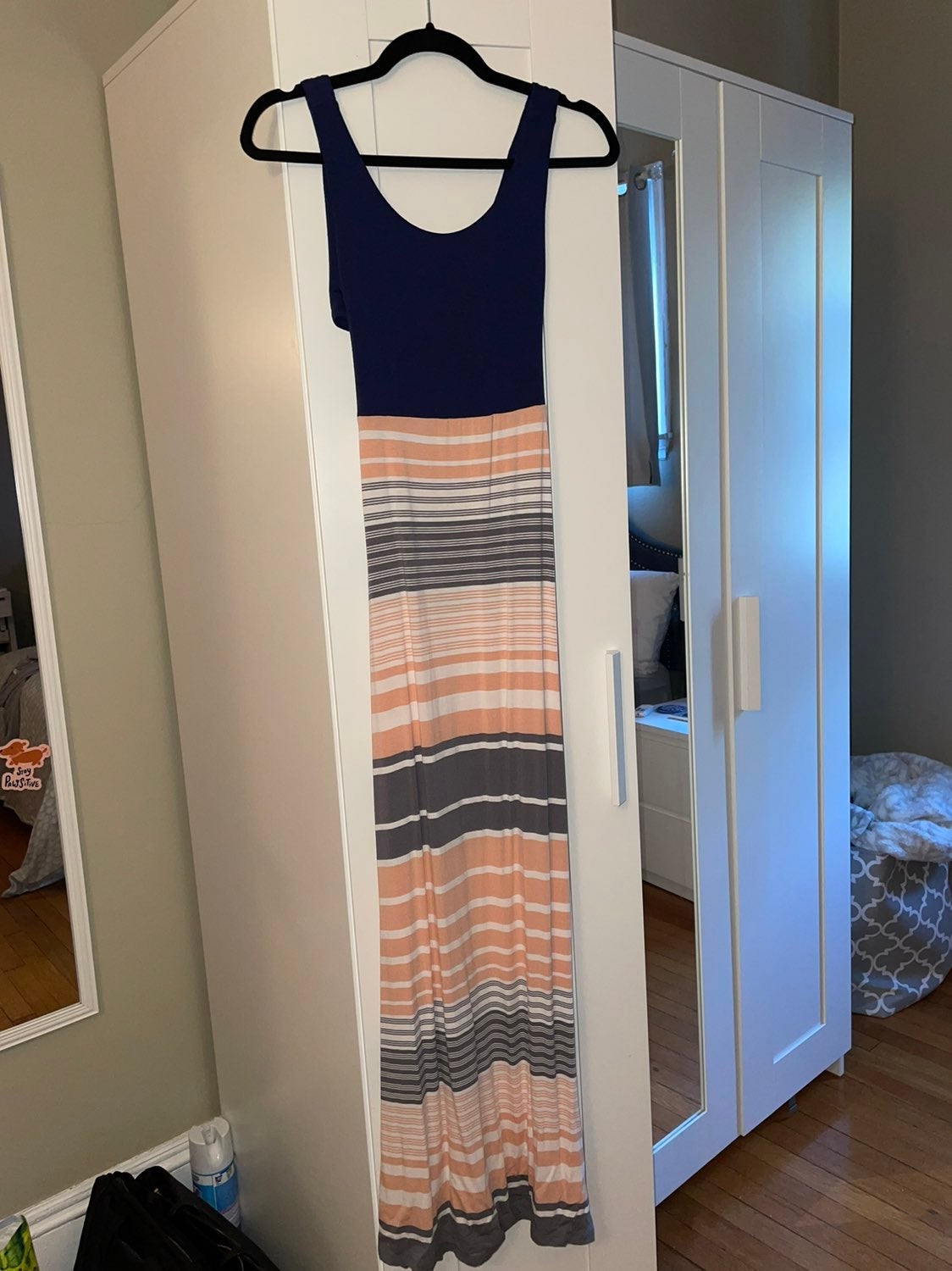 navy satin wrap dress