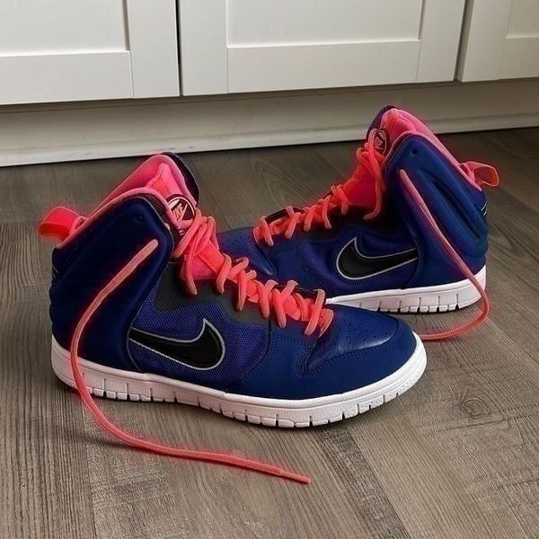 Nike Dunk Free High 2013 Men's Leather Basketball Shoes Royal Blue/Atomic Red 9