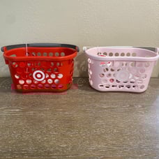 Target Toy Shopping Basket Kids Bullseye NEW pink and red set of 2