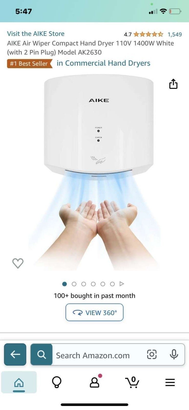 AIKE AK2630 Compact Automatic Hand Dryer