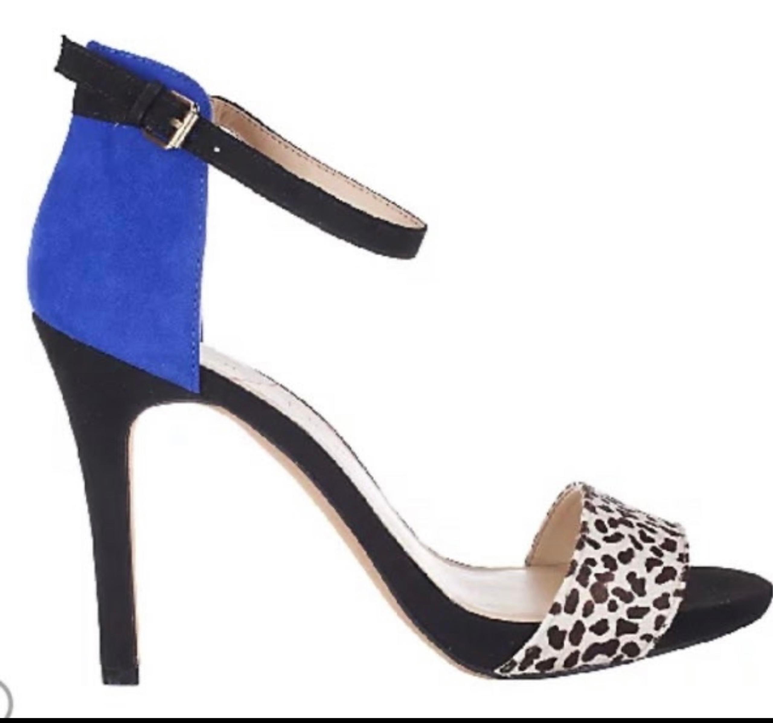 Sole Society Leather Color Block Open-toe Pumps w/ Ankle Strap - Sheila Size 5.5