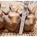 Trio of Bunnies Bronze-Look Finish Planter with Drainage Hole