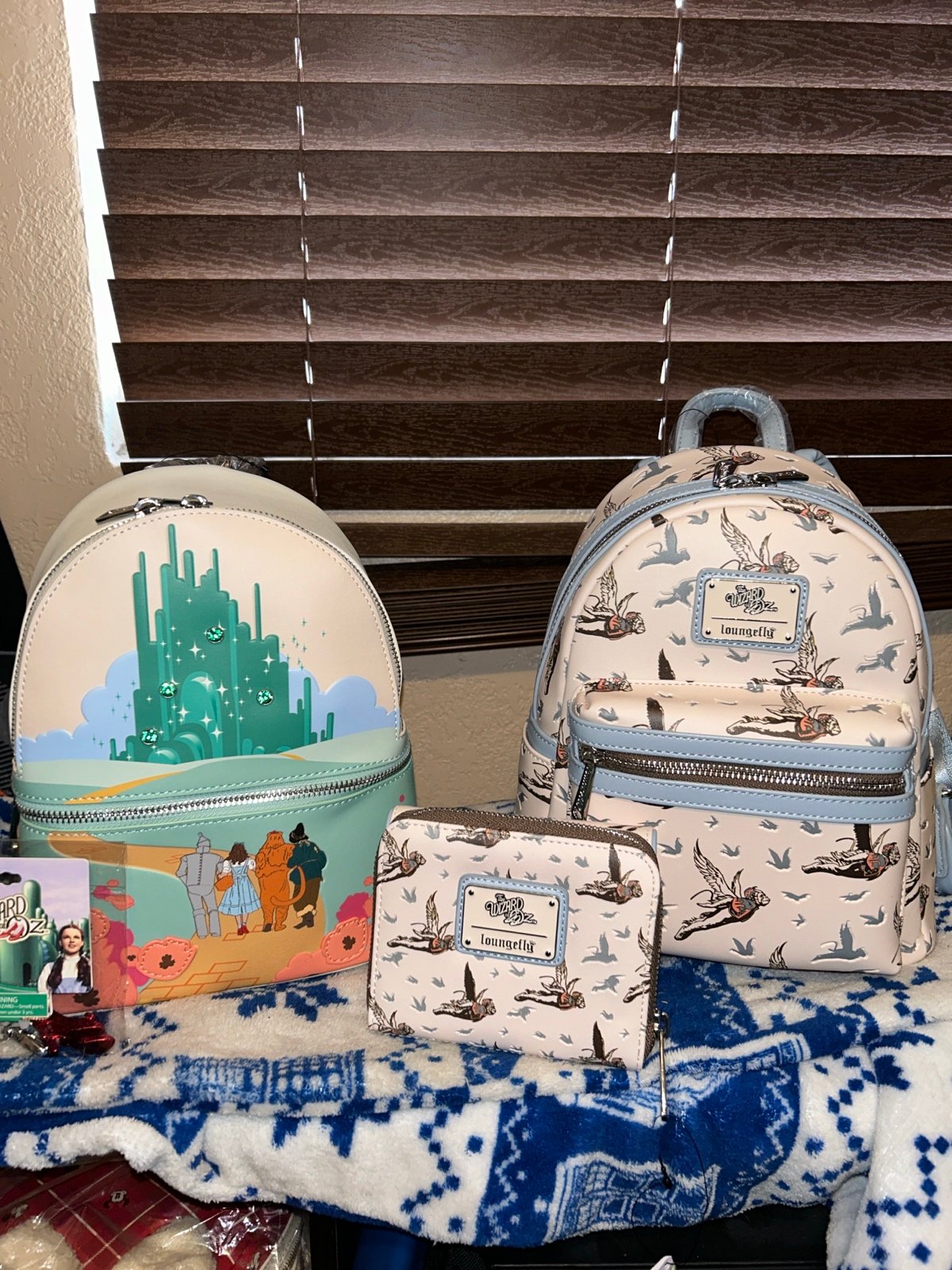 Loungefly Wizard Of Oz Emerald City Mini Backpack set with wallet