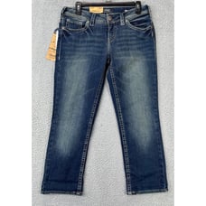 Silver Jeans Co. Cropped Jeans Womens 29X22 Blue Distressed Aiko Fit Denim NEW