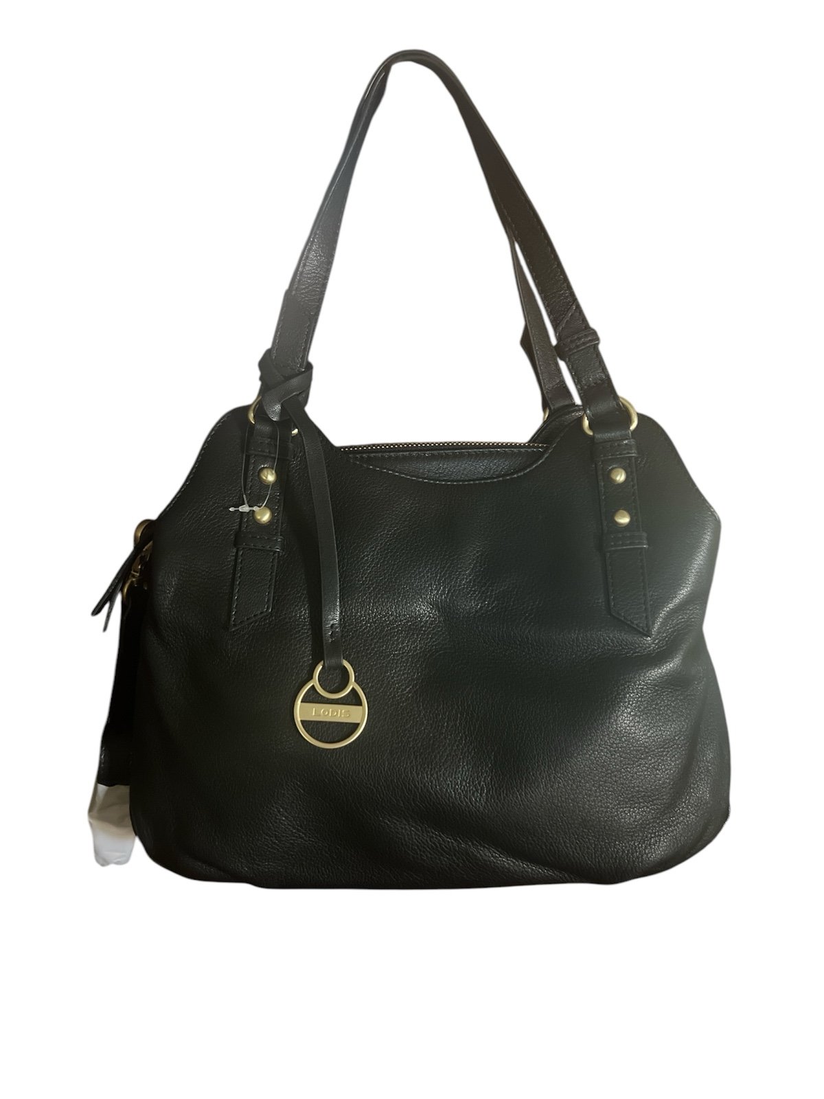 Lodis Black satchel NWOT with gold accents