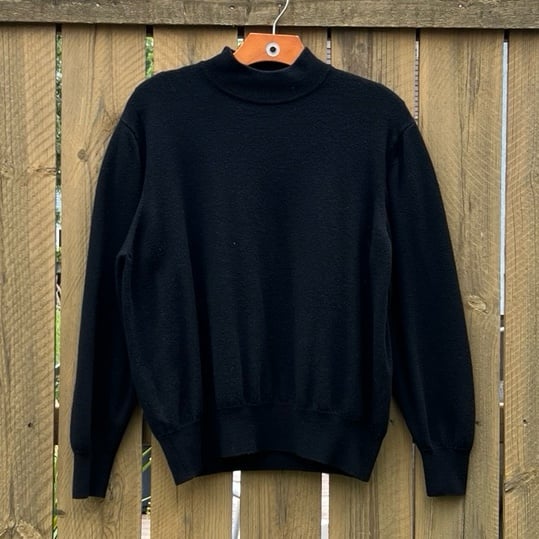 Luca Daltieri Extrafine Merino Wool Black Mock Neck Sweater Men’s Size Large