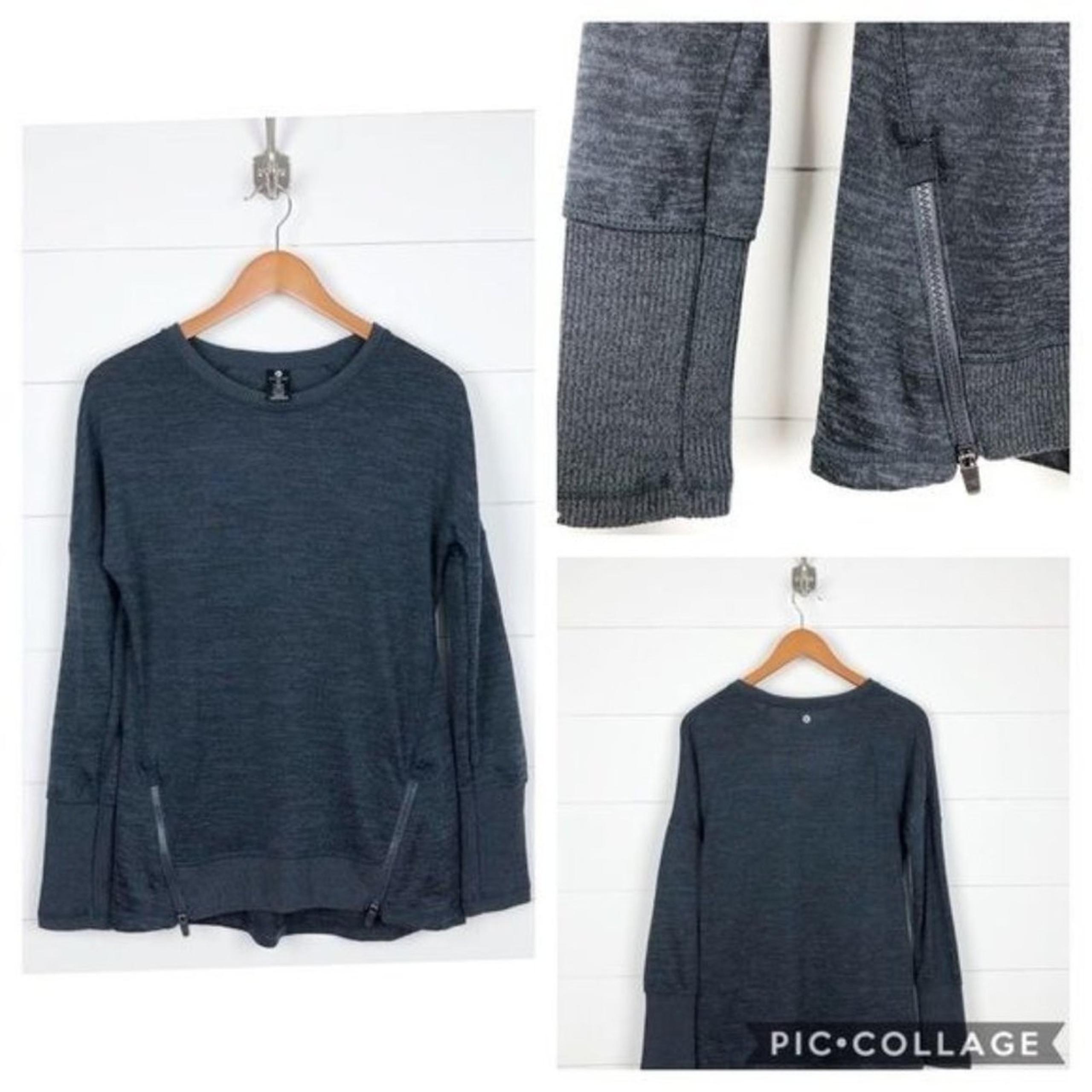 Active Life Heathered Roundneck Grey Side Zipper Sweatshirt Size Small