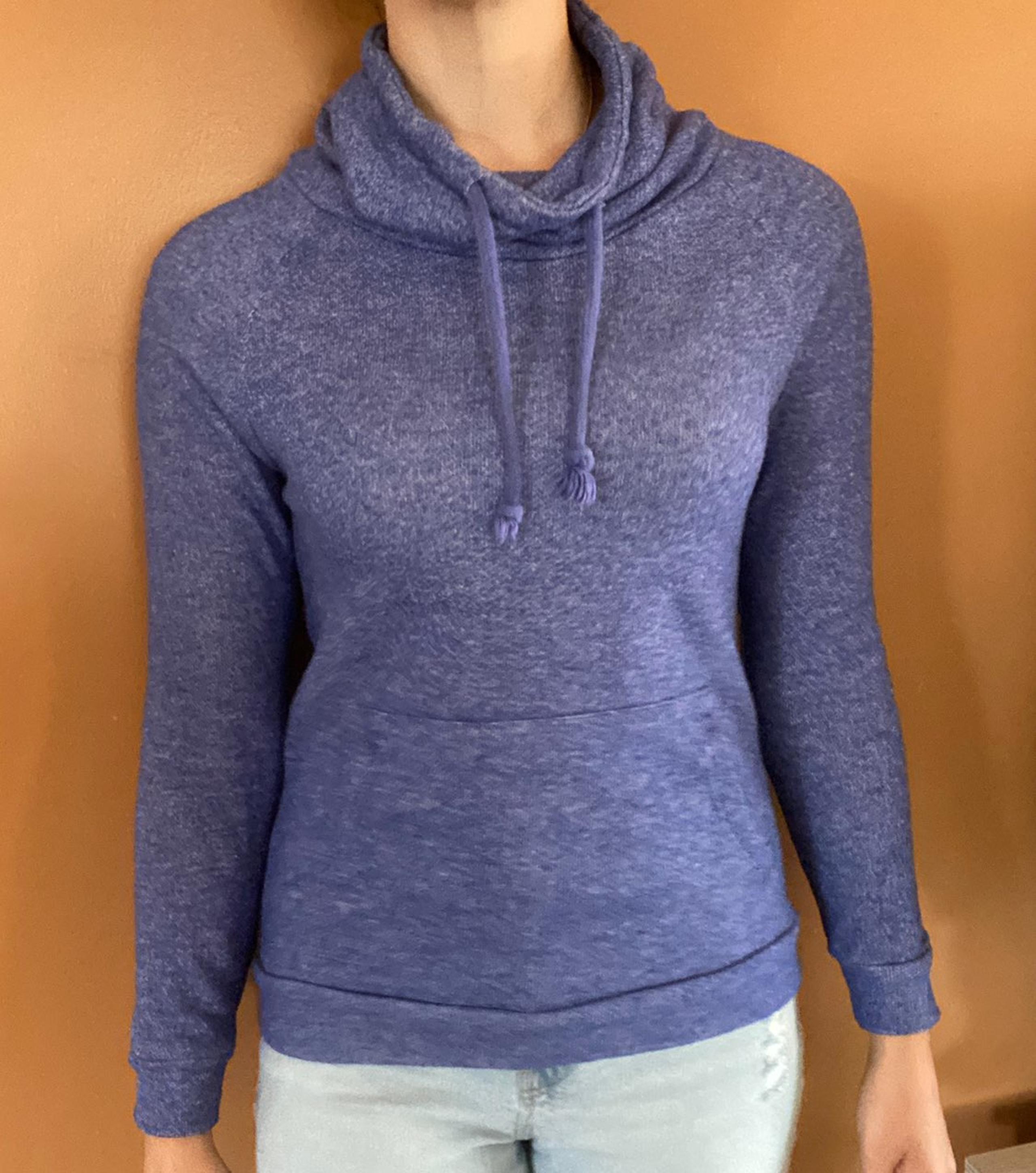 Derek Heart Cowl Neck Sweatshirt Blue