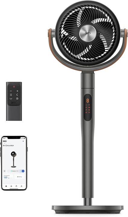 Standing Fan for Home, 120°+105° Smart Oscillating Pedestal Fans with Wi-Fi