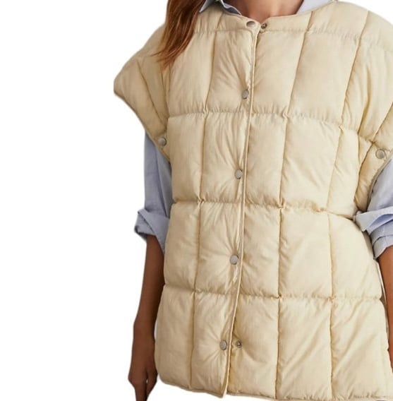 NWT Anthropologie Pilcro Short Sleeve Quilted Button-up Puffer Vest