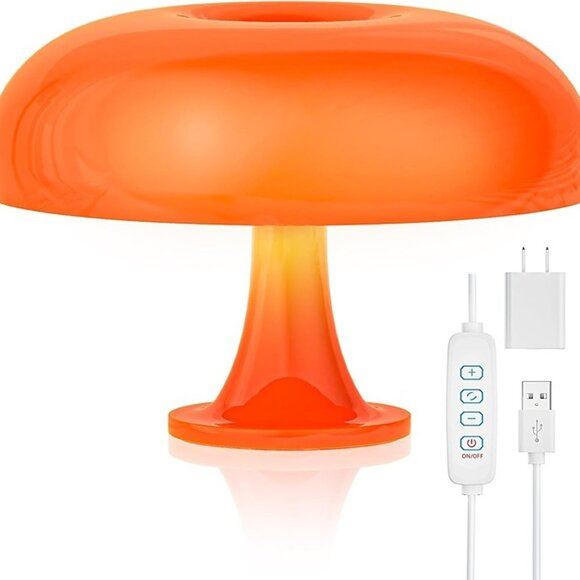 NEW 70s Retro Orange Mushroom Lamp, Dimmable Donut Lamp with 3 Lighting Modes