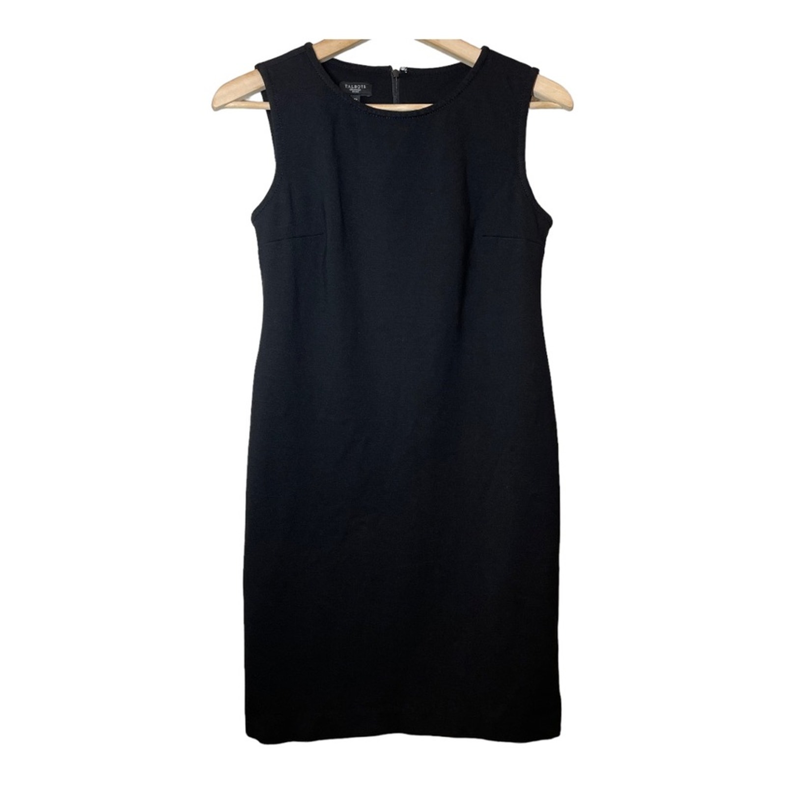 Talbots Collection Black Sheath Dress Sleeveless Knee Length Ponte Knit 6 Petite
