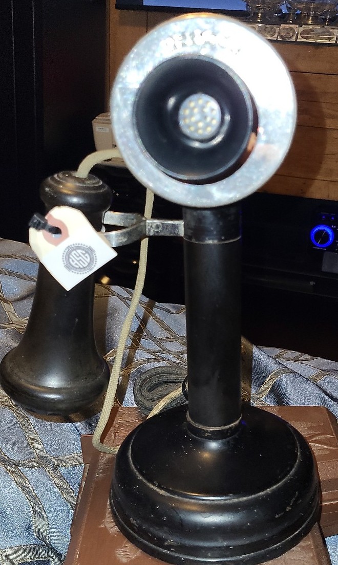 Antique 1908 Kellogg Nickel Candlestick Phone Telephone w/ Receiver NICE SHAPE