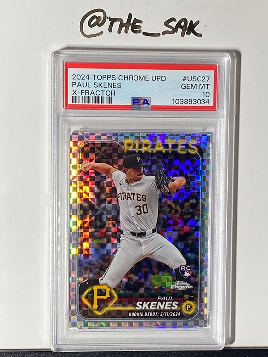 2024 TOPPS CHROME UPDATE X-FRACTOR #USC27 PAUL SKENES ROOKIE RC PSA 10 GEM MT