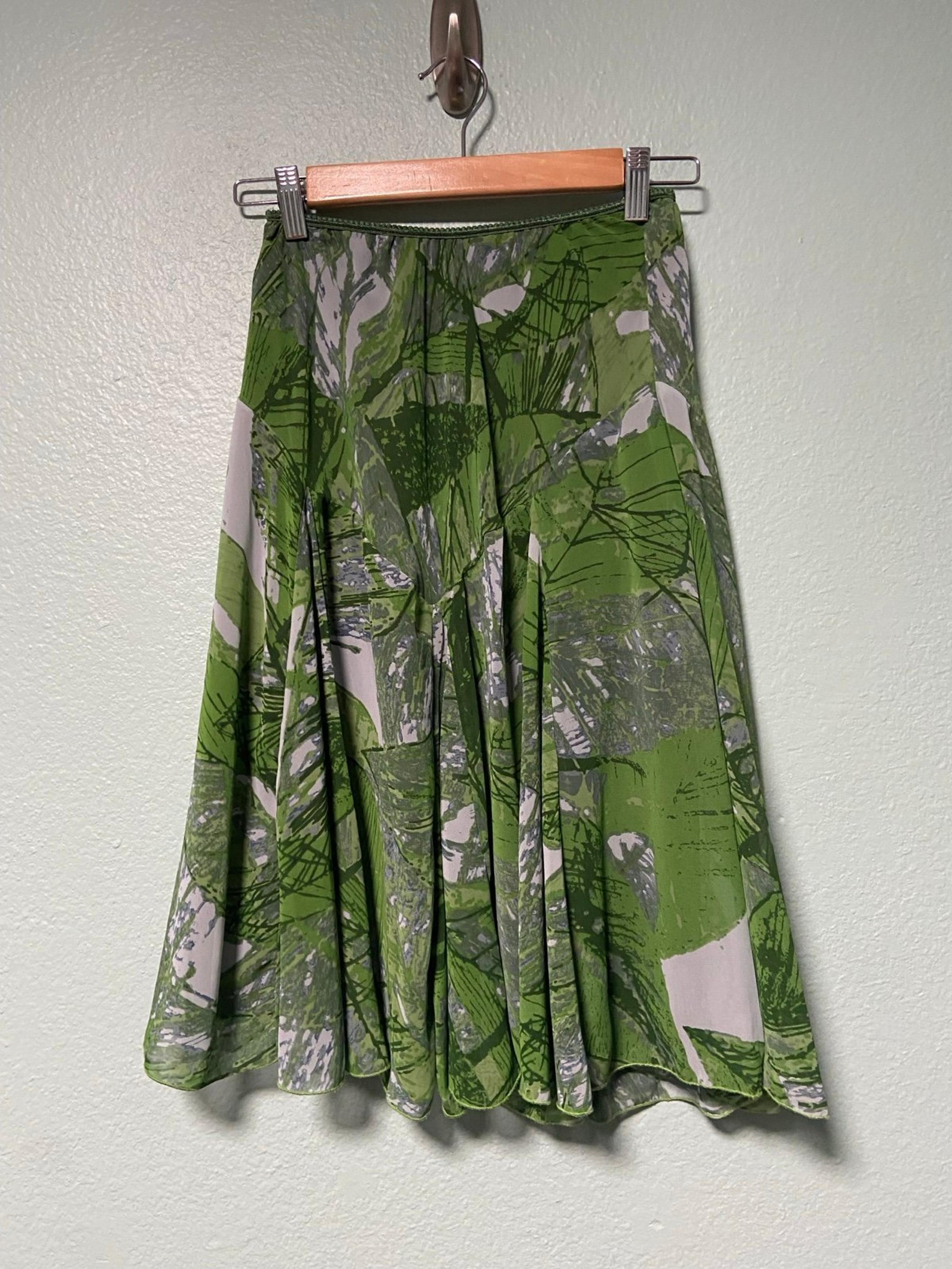 Vintage Jonathan Martin Women's Green Boho Y2k Inspired 90s Skirt Size Small